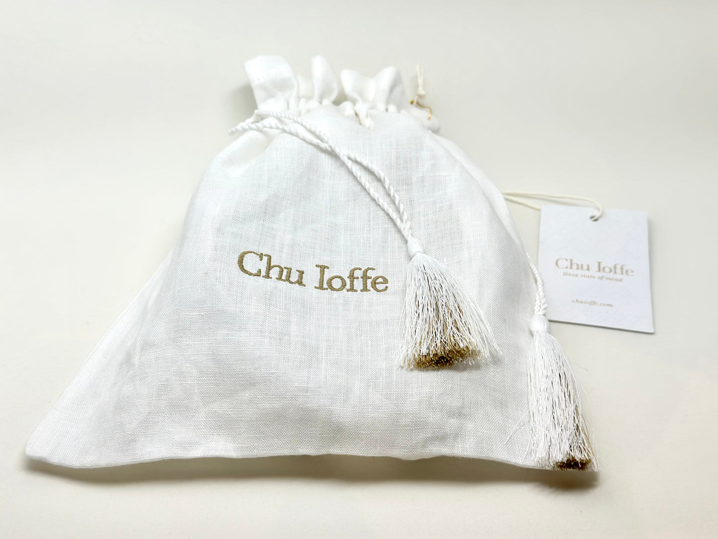 Amalfi: Diadema blanca 100% lino con lazo