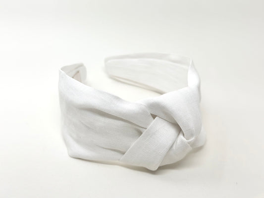 Amalfi: % linen white headband with bow